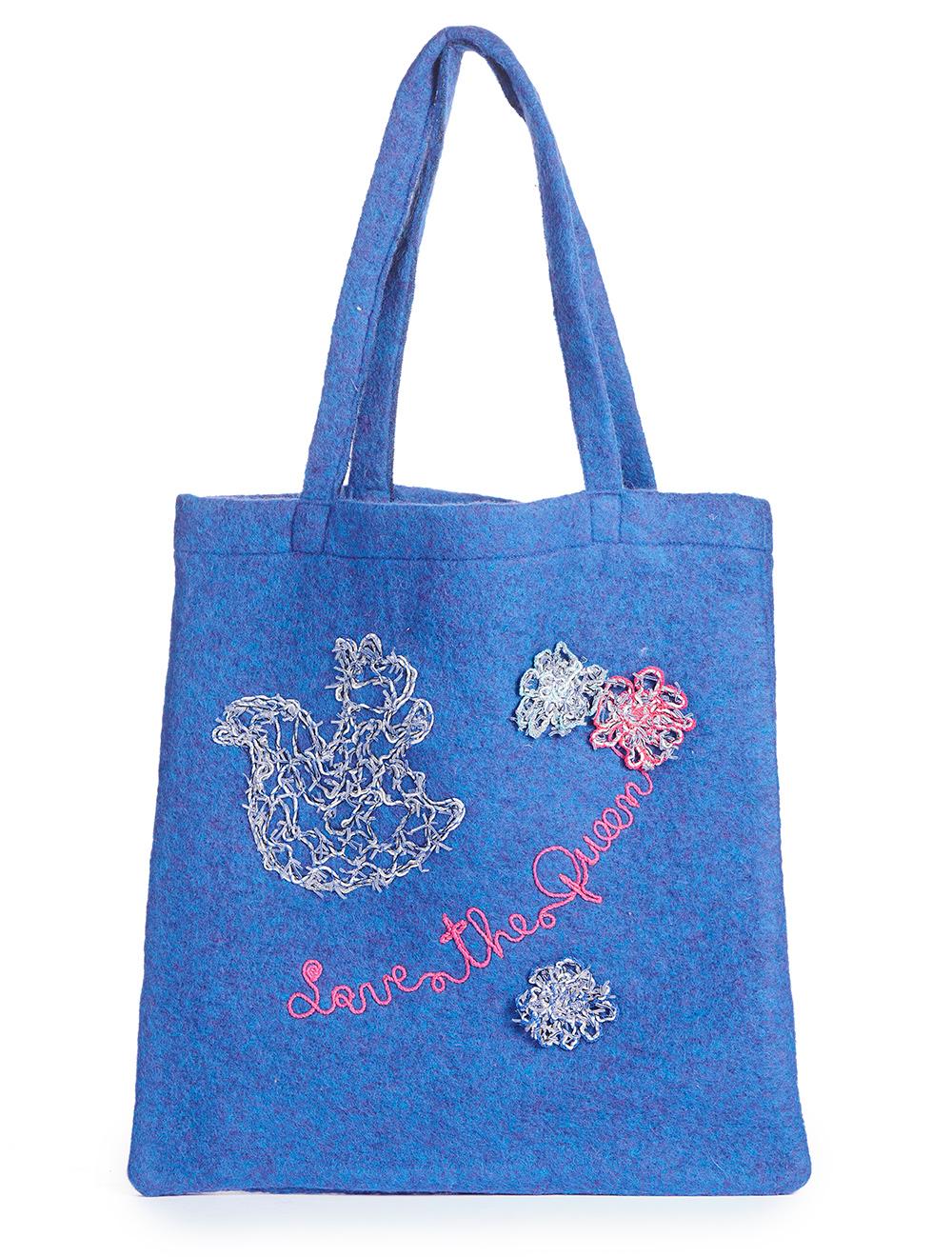 Save The Queen Borsa shopper in lana con ricamo