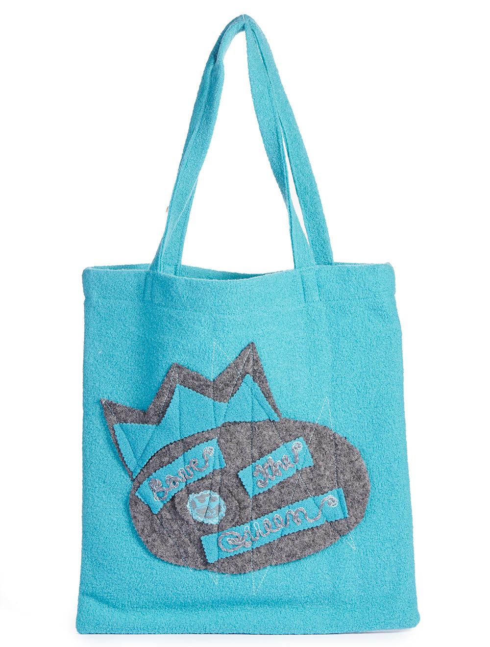Save The Queen Borsa shopper in lana con ricamo
