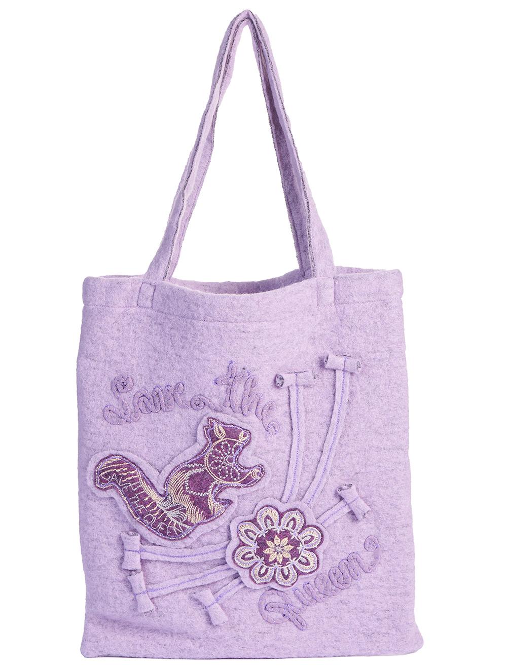 Save The Queen Borsa shopper in lana con ricamo
