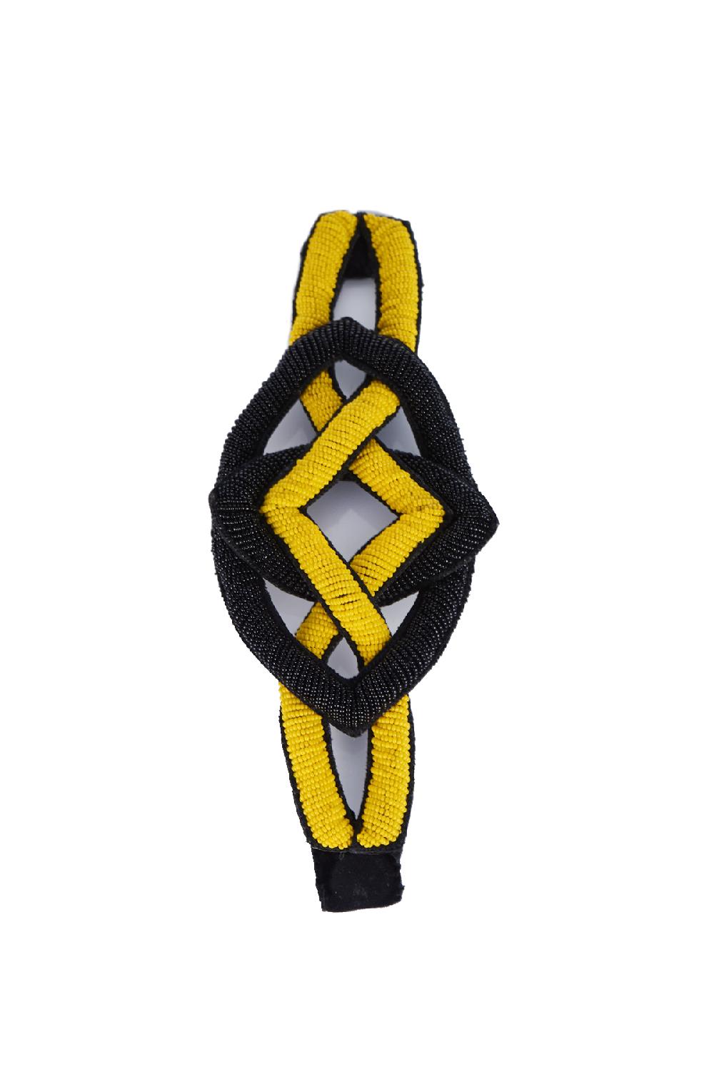 Save The Queen Bracciale Di Perline Gialle E Nere