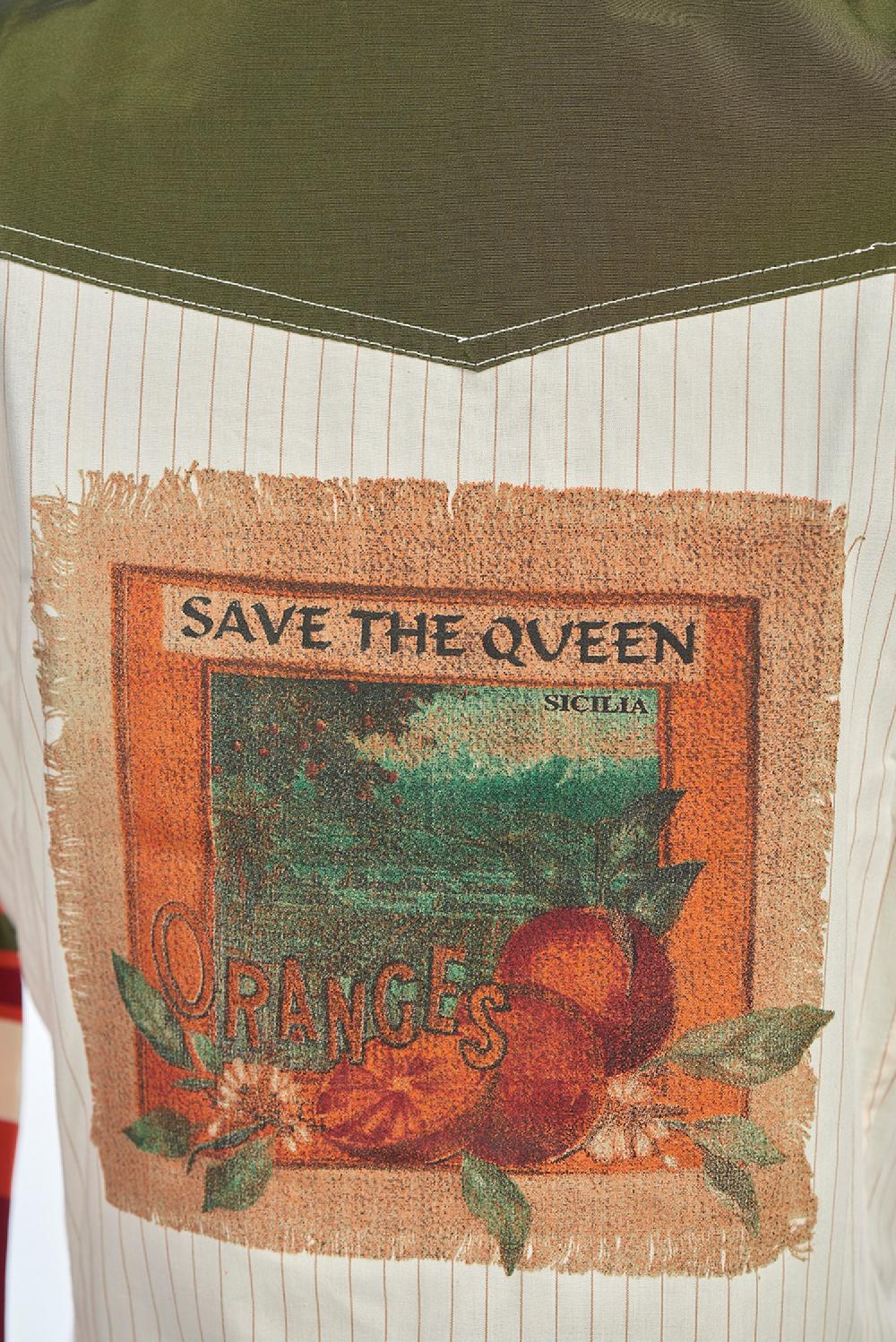 Save The Queen Camicia A Righe Con Stampa