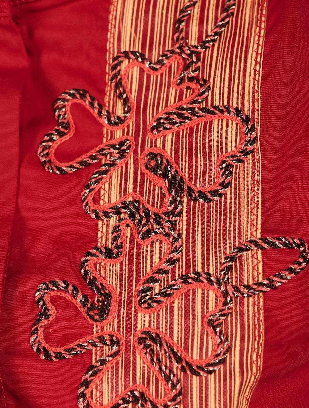 Save The Queen Camicia Ricamata Rossa E Bordeaux