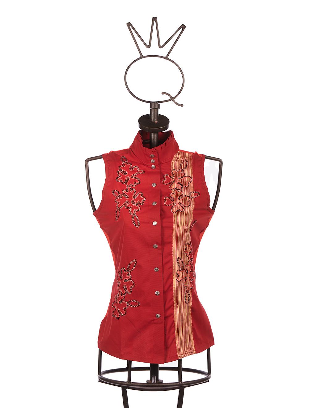 Save The Queen Camicia ricamata rossa e bordeaux