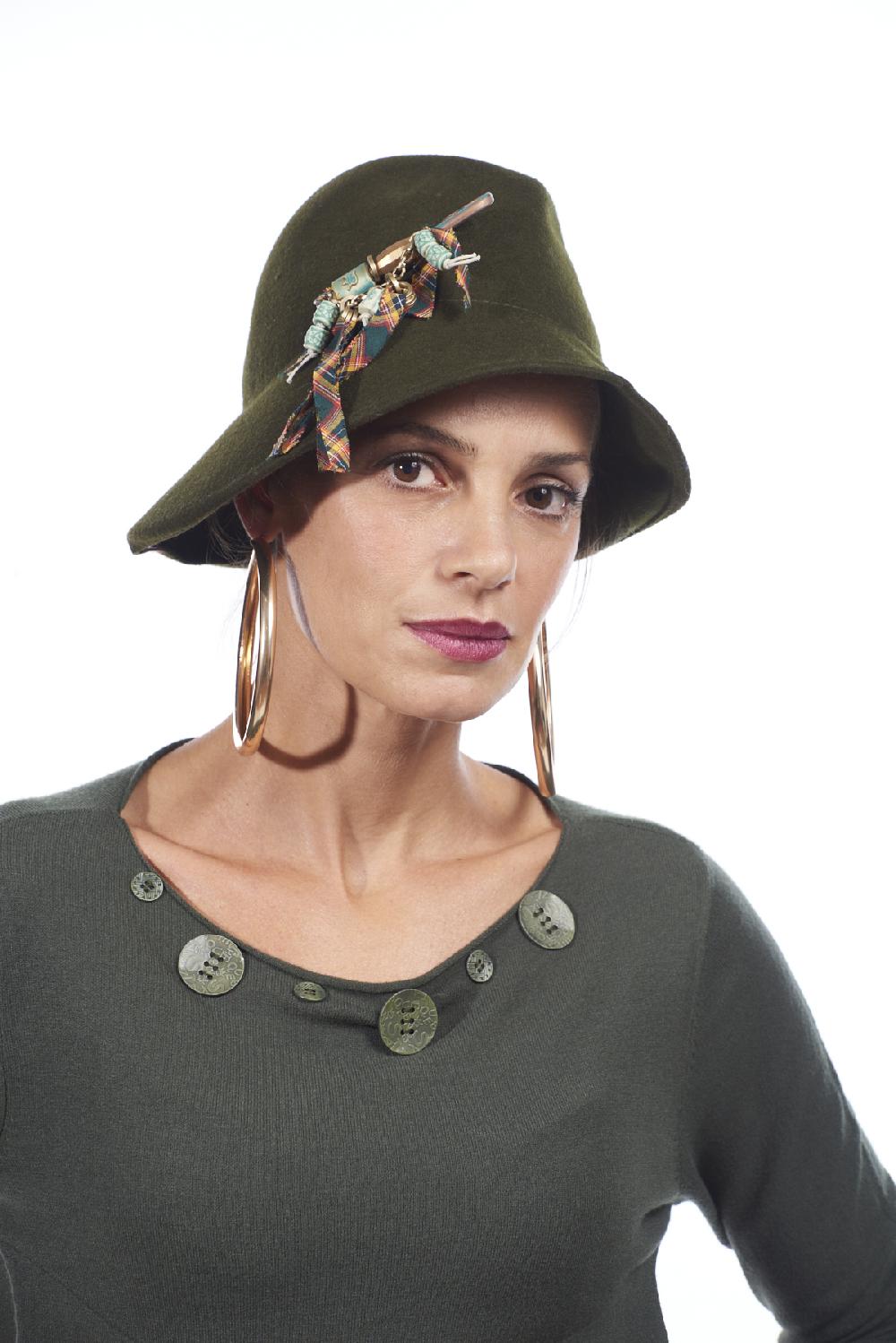 Save The Queen Cappello In Feltro Di Lana Verde