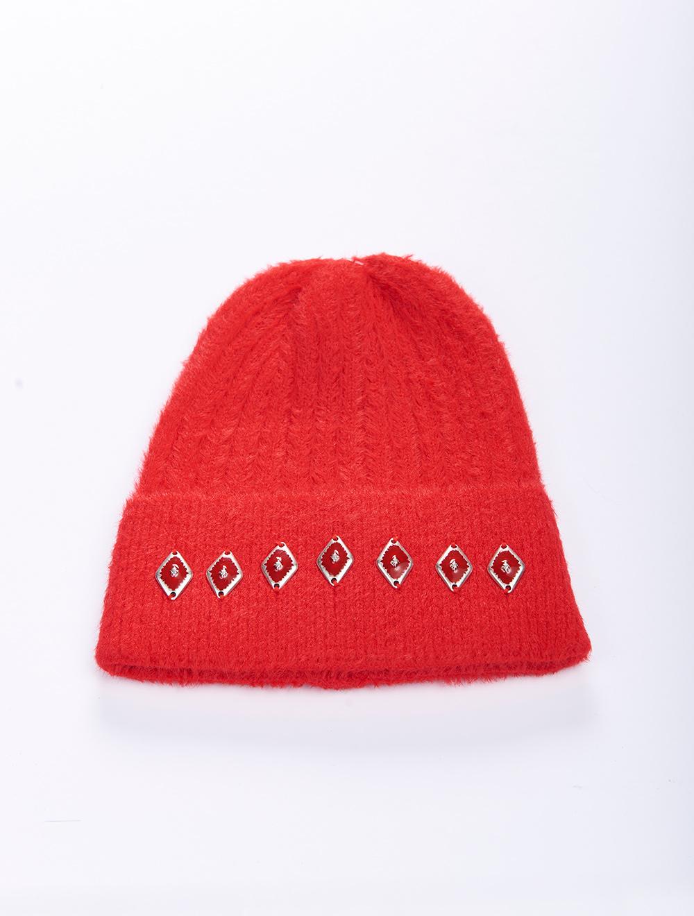 Save The Queen Cappello rosso in maglia a costine