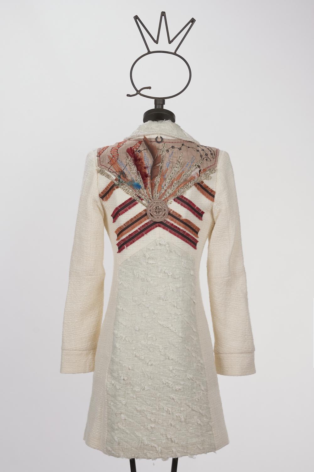 Save The Queen Cappotto Bianco Con Ricamo