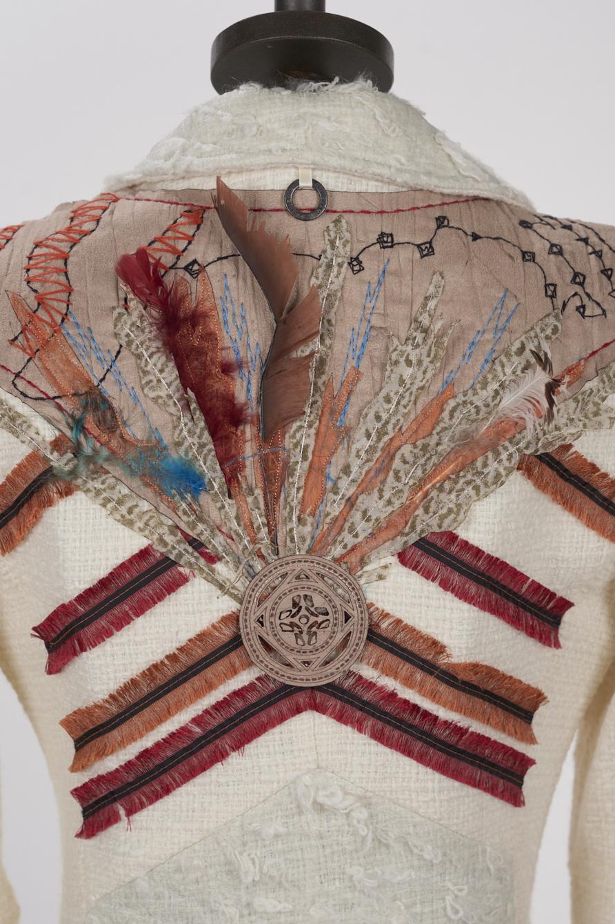 Save The Queen Cappotto Bianco Con Ricamo