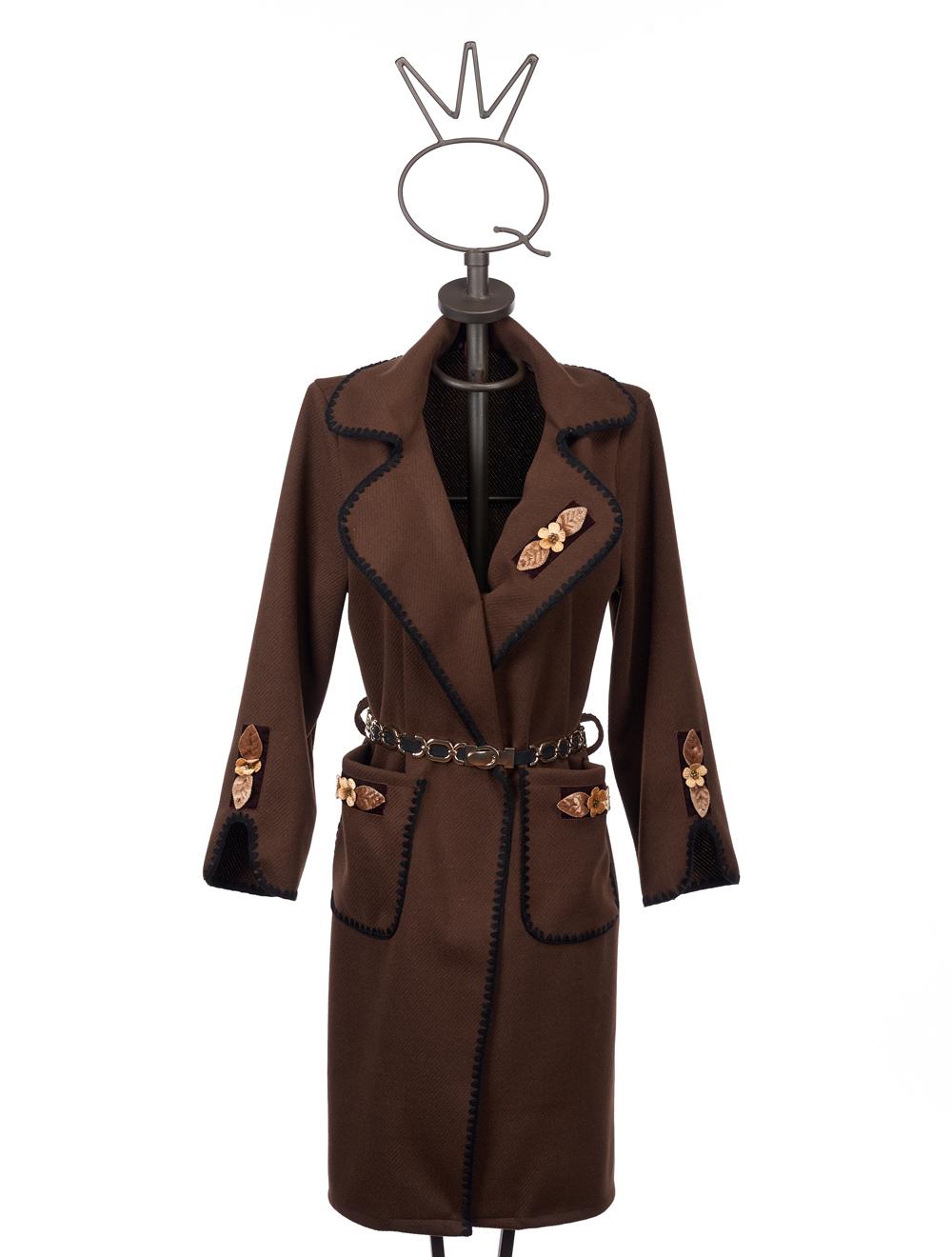 Save The Queen Cappotto Marrone Con Bordi Ricamati