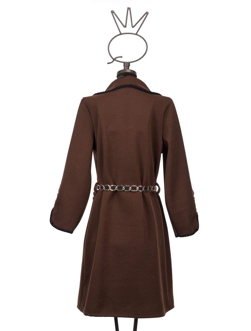 Save The Queen Cappotto Marrone Con Bordi Ricamati