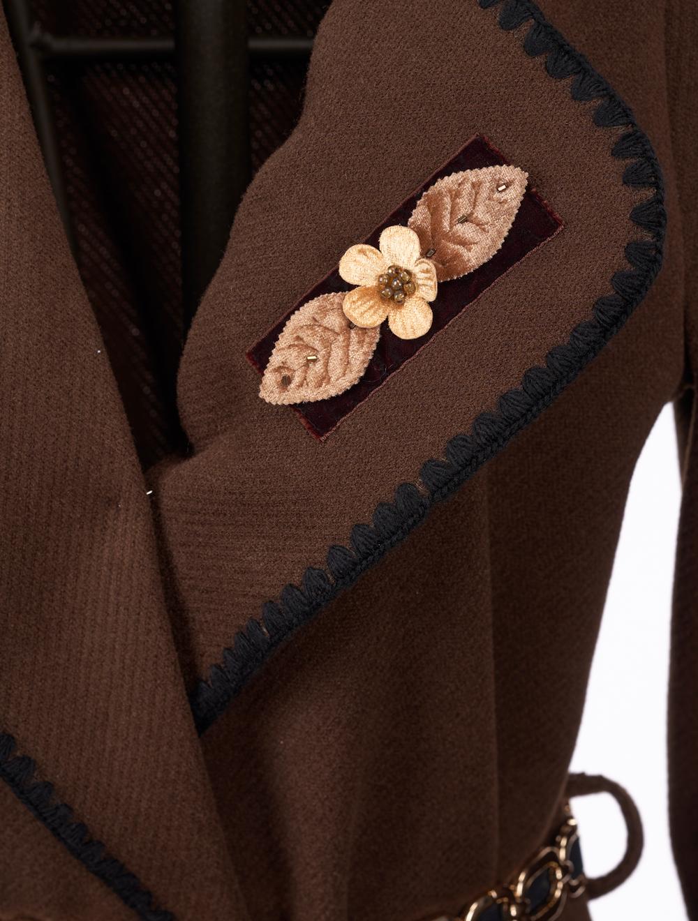 Save The Queen Cappotto Marrone Con Bordi Ricamati