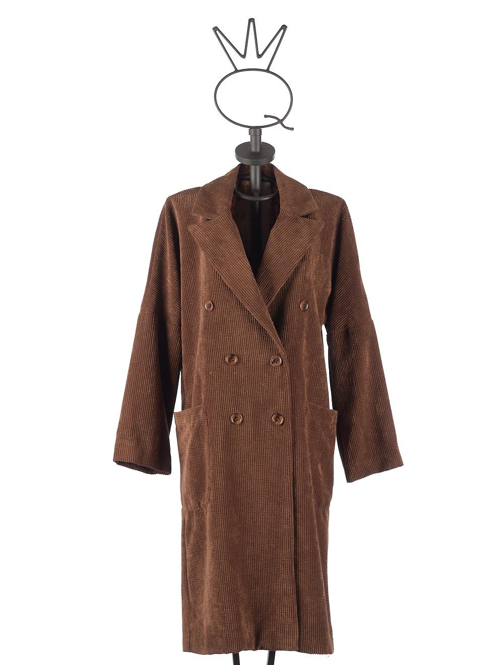 Save The Queen Cappotto Marrone Di Velluto A Coste