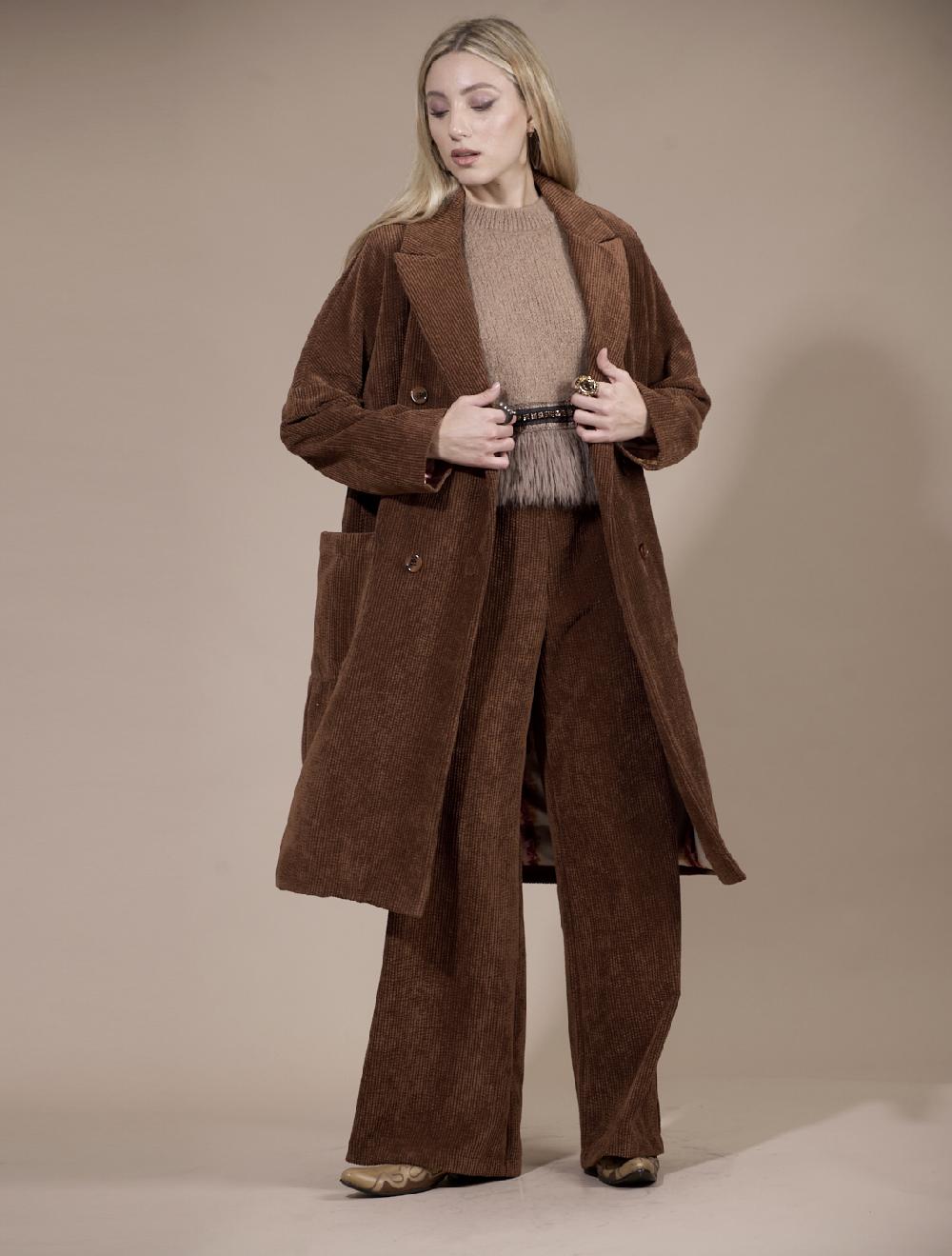 Save The Queen Cappotto marrone di velluto a coste