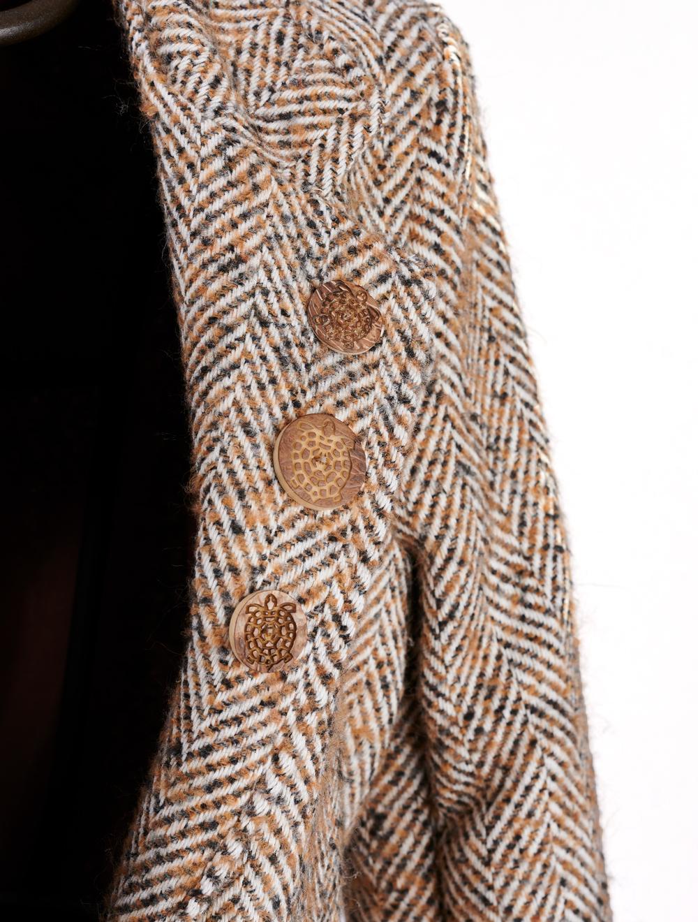 Save The Queen Cappotto Spigato Marrone E Beige