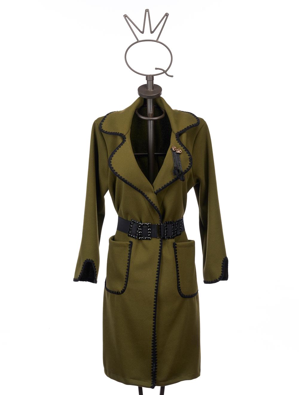Save The Queen Cappotto Verde Con Bordi Ricamati