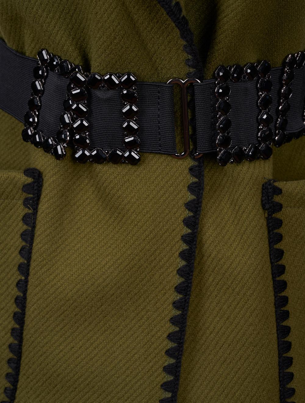 Save The Queen Cappotto Verde Con Bordi Ricamati