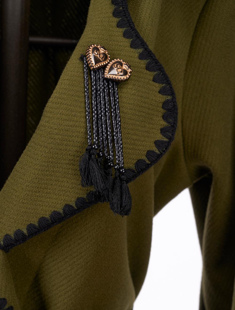 Save The Queen Cappotto Verde Con Bordi Ricamati