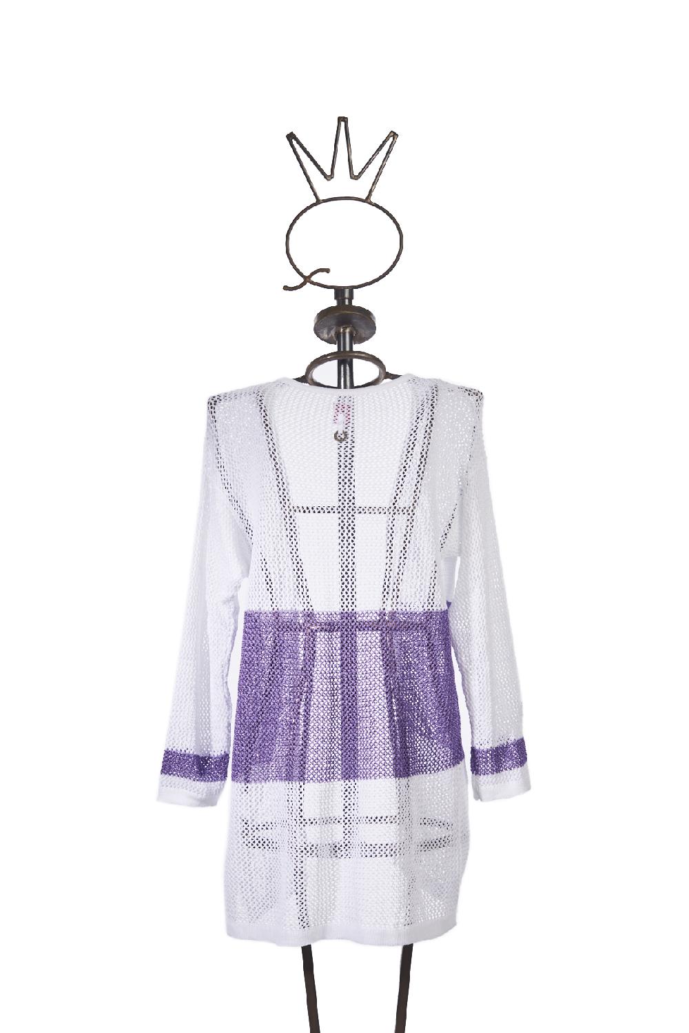 Save The Queen Cardigan Bianco E Lilla