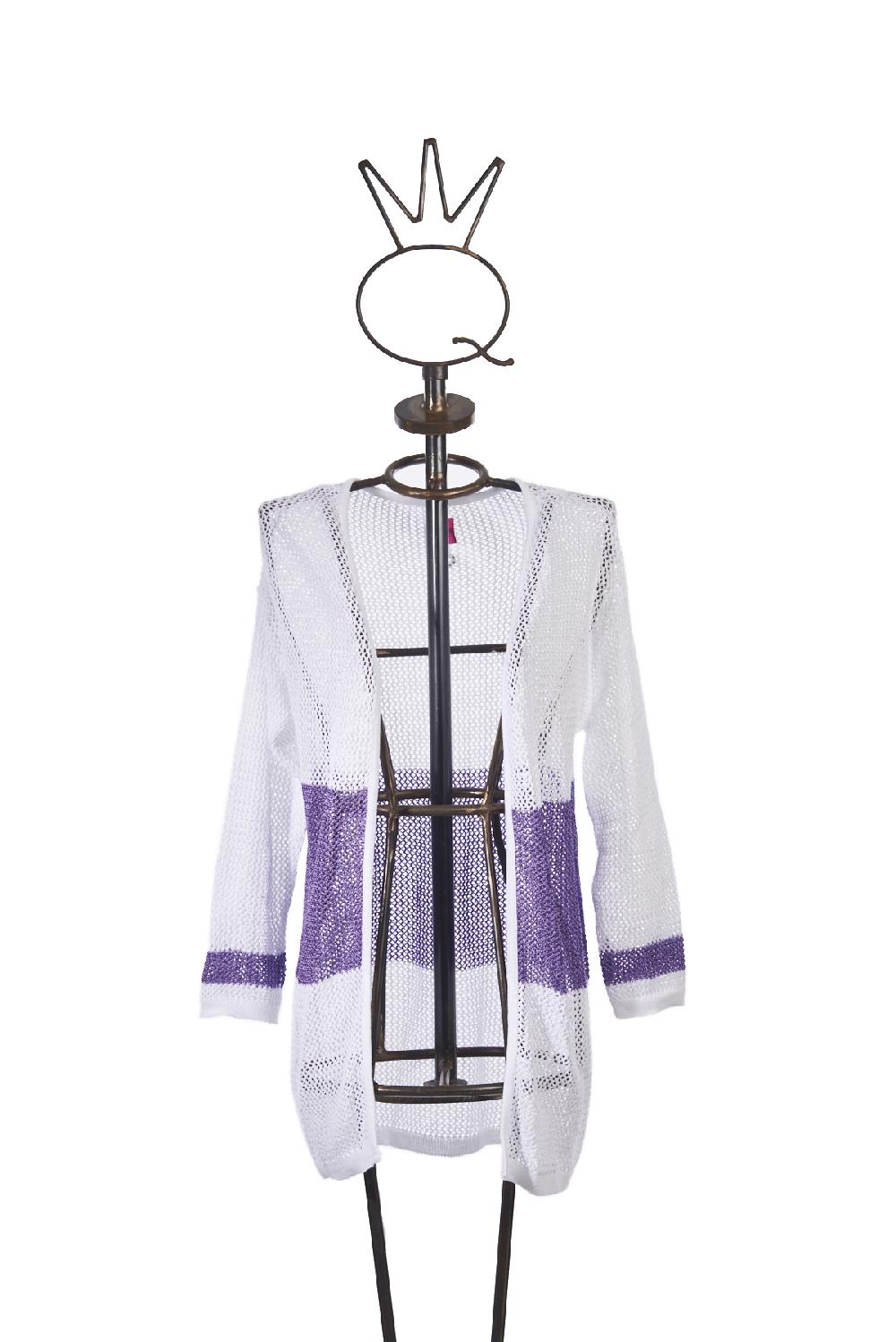 Save The Queen Cardigan bianco e lilla
