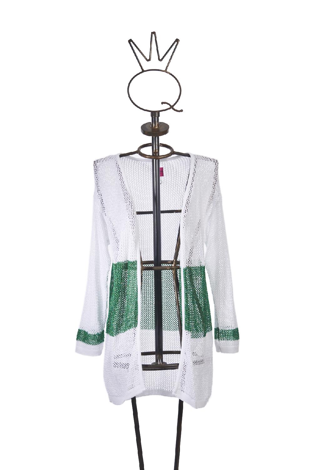 Save The Queen Cardigan Bianco E Verde