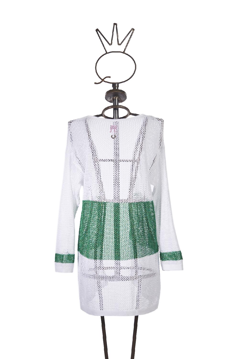 Save The Queen Cardigan Bianco E Verde