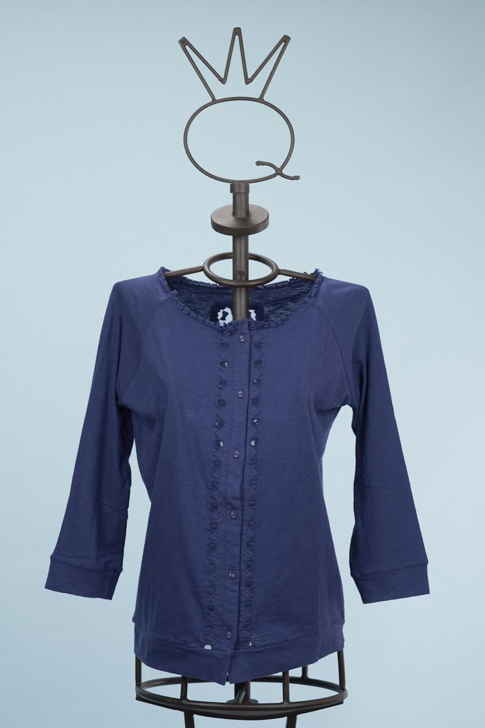 Save The Queen Cardigan Blu Ricamato