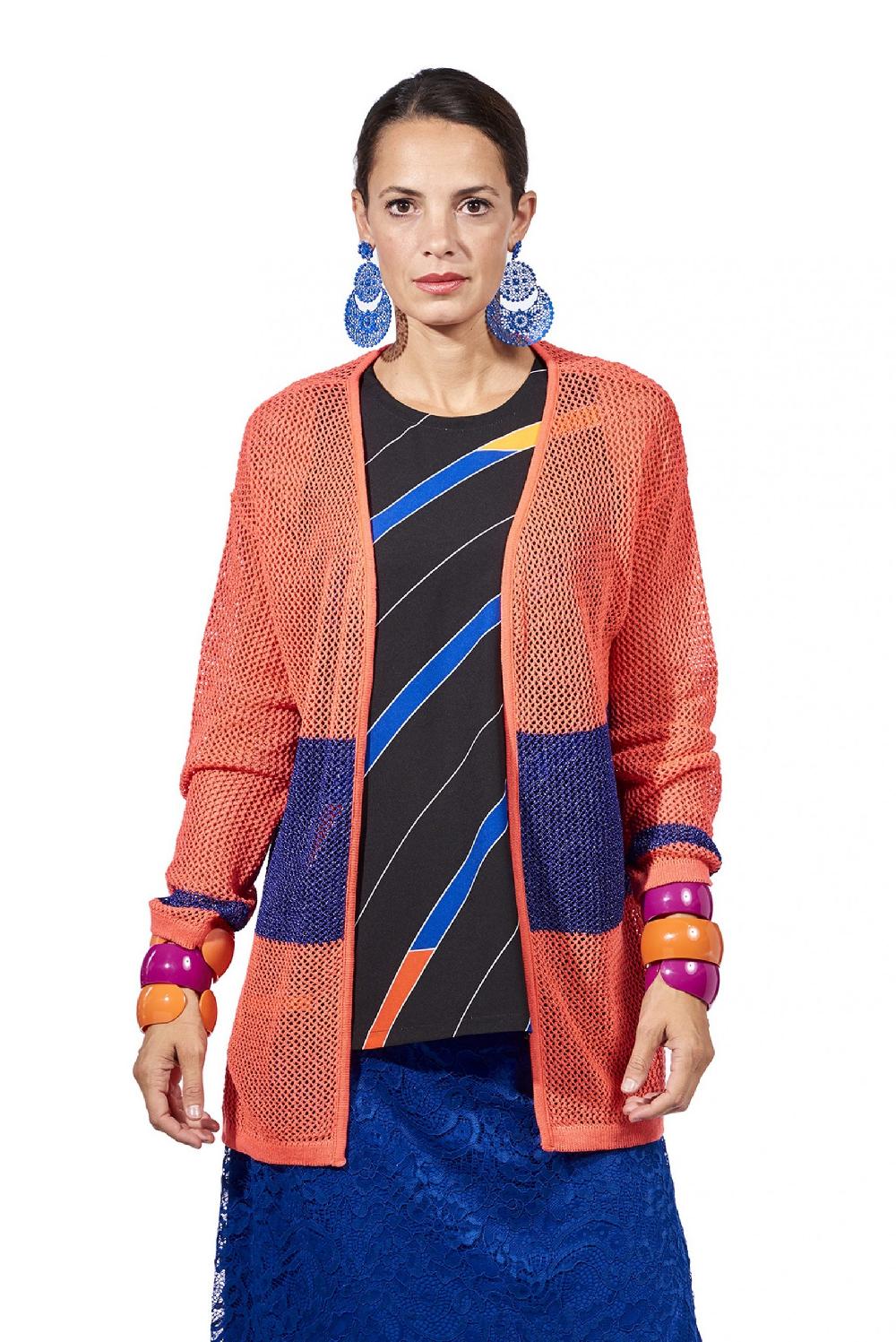 Save The Queen Cardigan Corallo E Viola