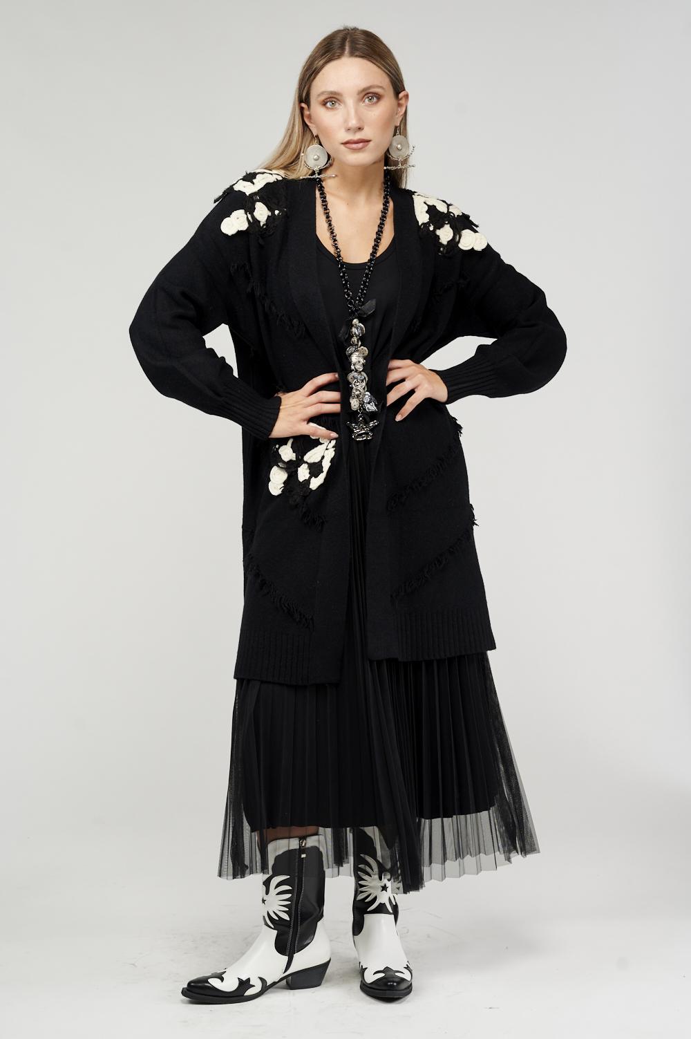 Save The Queen Cardigan lungo nero