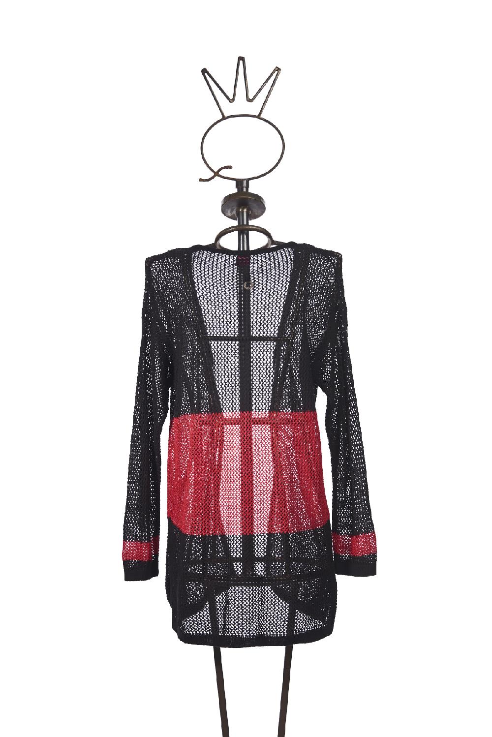 Save The Queen Cardigan Nero E Rosso