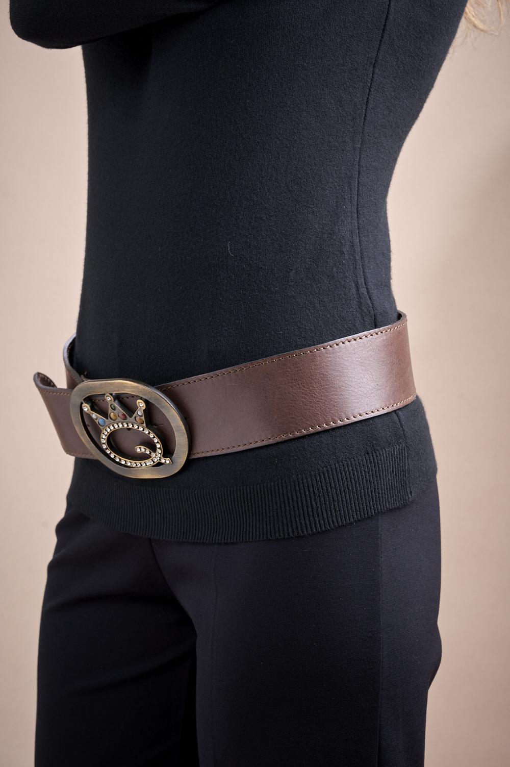 Save The Queen Cintura In Pelle Marrone