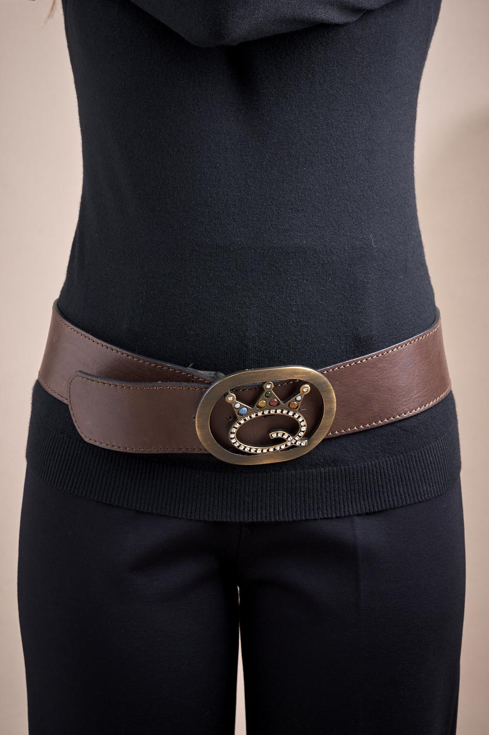 Save The Queen Cintura in pelle marrone