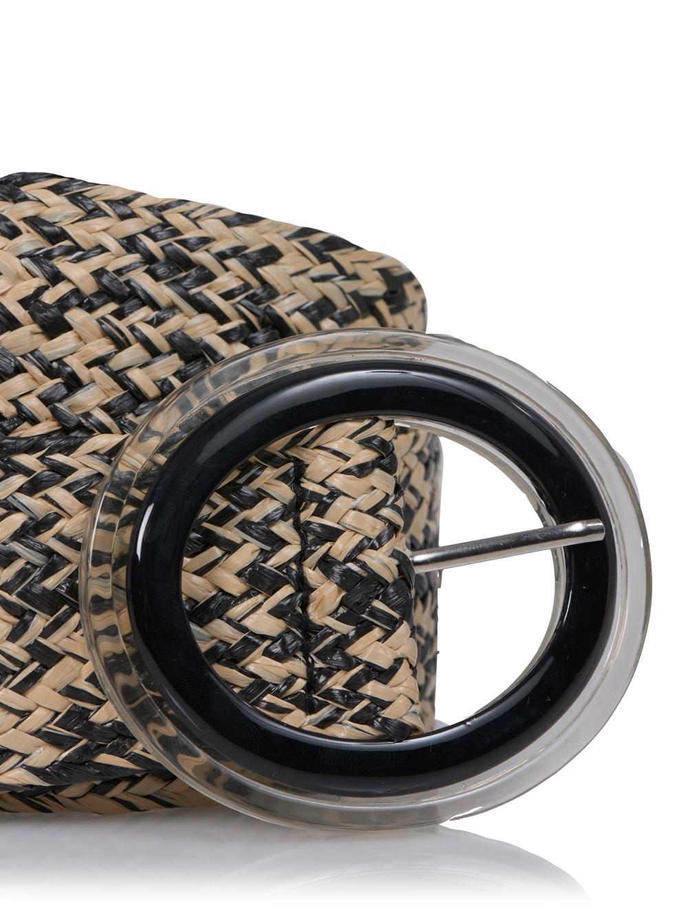 Save The Queen Cintura In Raffia Nero E Beige