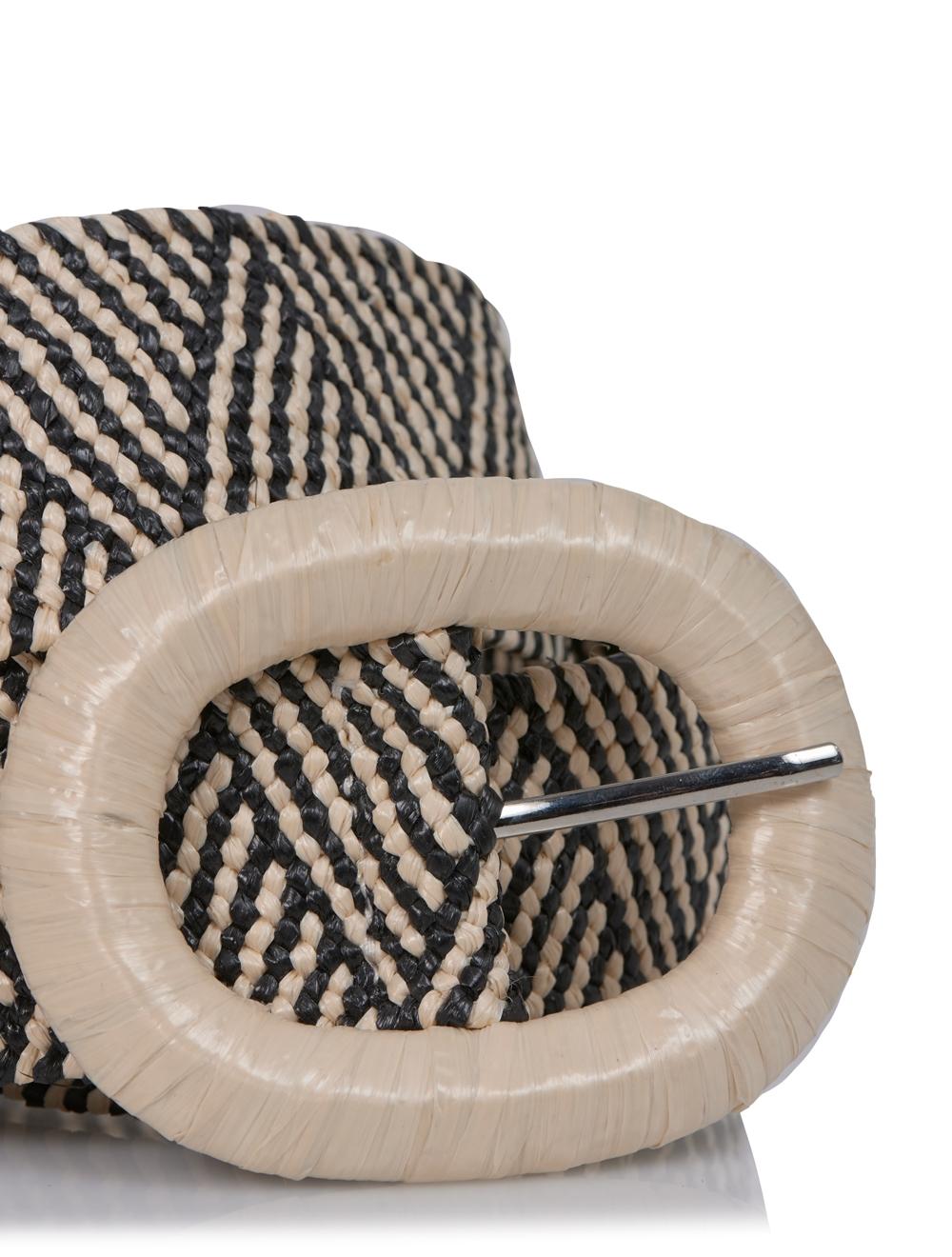 Save The Queen Cintura In Raffia Nero E Beige