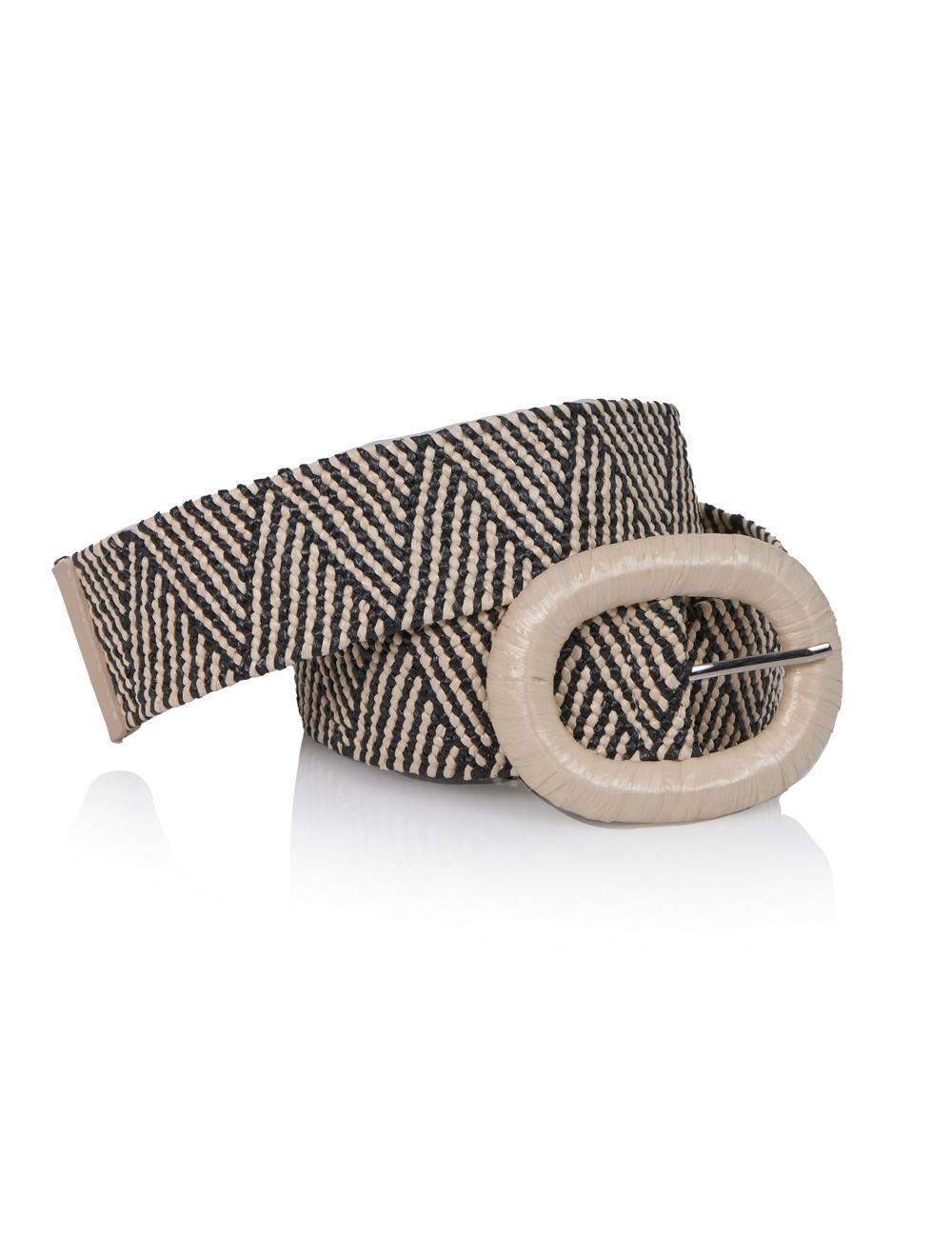 Save The Queen Cintura in Raffia nero e beige