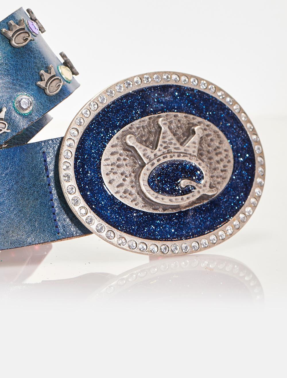 Save The Queen Cintura In Vera Pelle Blu