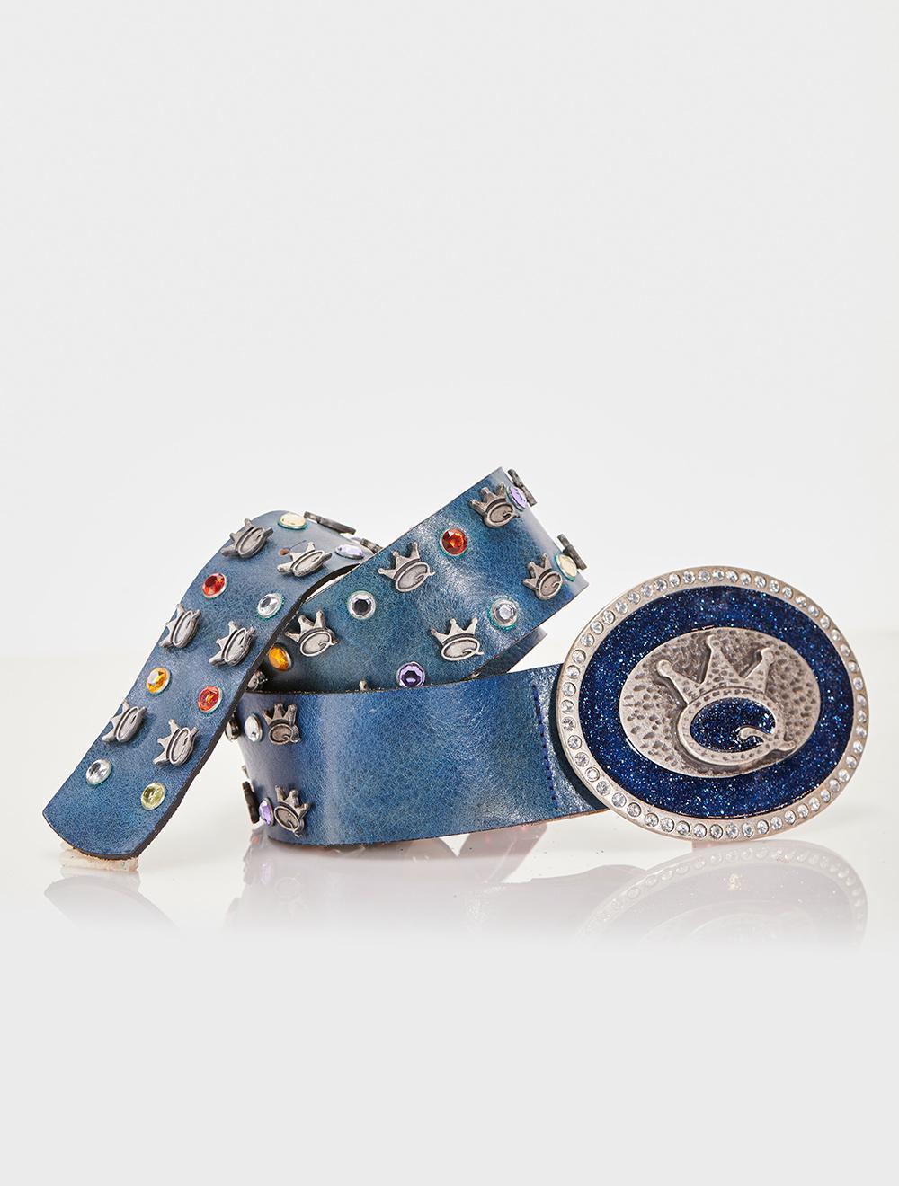 Save The Queen Cintura In Vera Pelle Blu