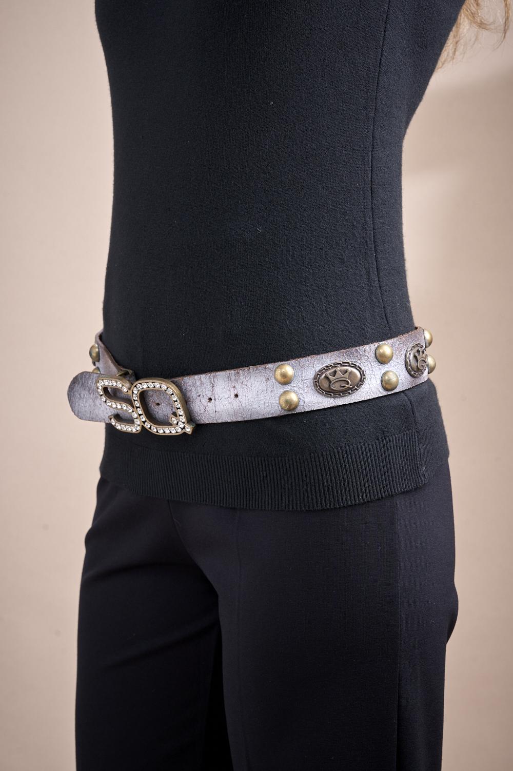 Save The Queen Cintura In Vera Pelle Color Argento