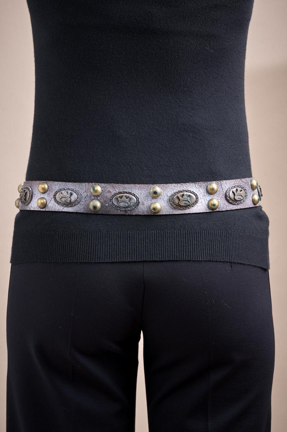 Save The Queen Cintura In Vera Pelle Color Argento