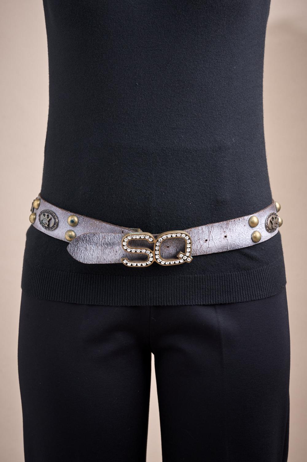 Save The Queen Cintura in vera pelle color argento