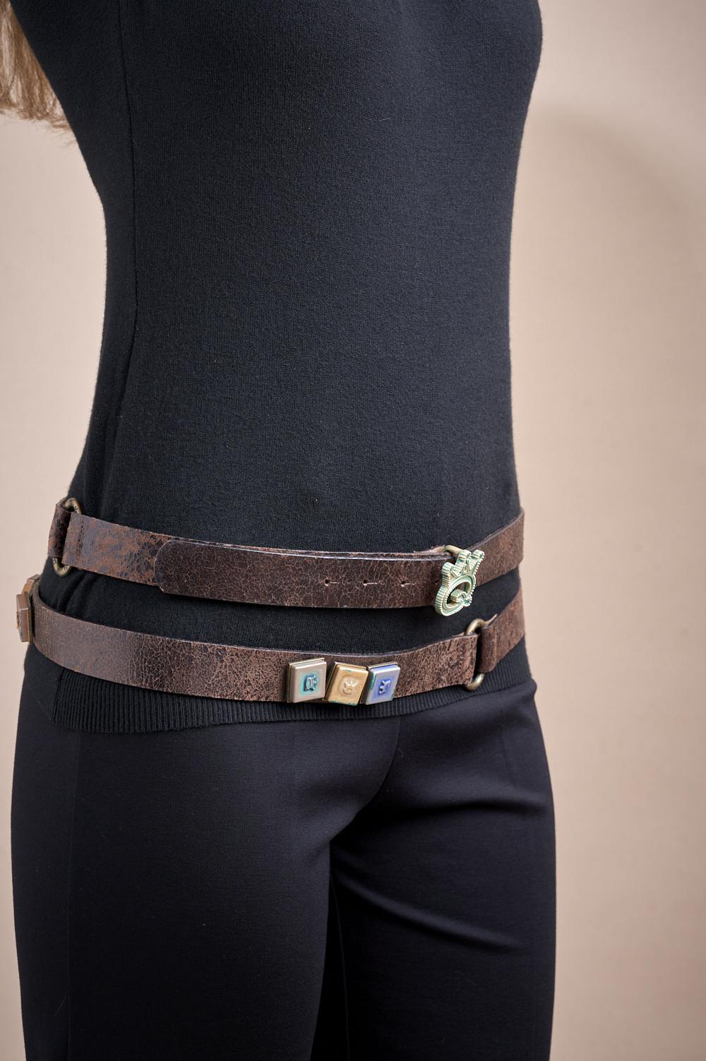 Save The Queen Cintura In Vera Pelle Marrone