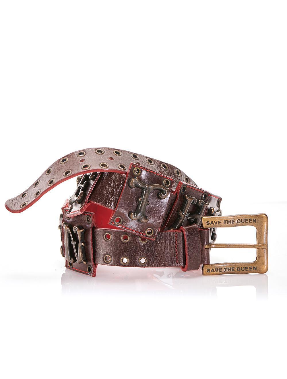 Save The Queen Cintura in vera pelle marrone