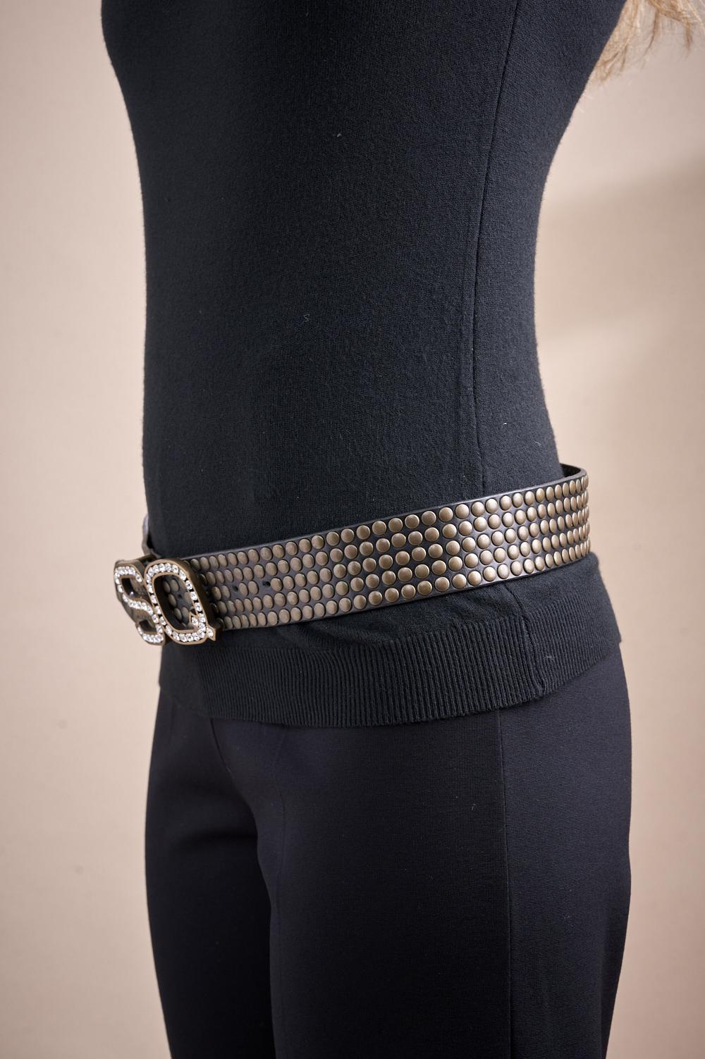 Save The Queen Cintura In Vera Pelle Nera