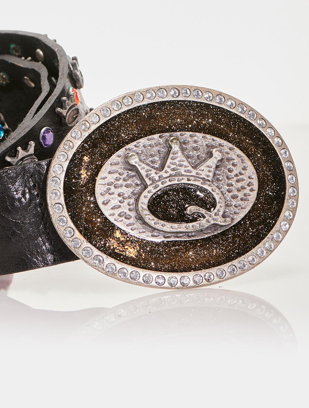 Save The Queen Cintura In Vera Pelle Nera