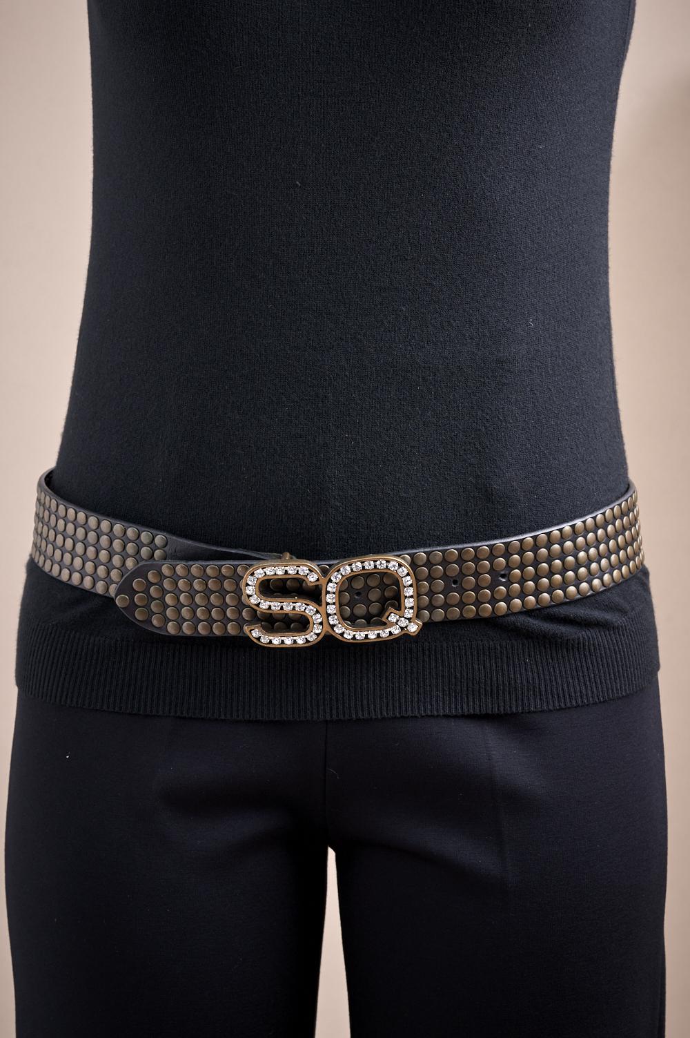 Save The Queen Cintura in vera pelle nera