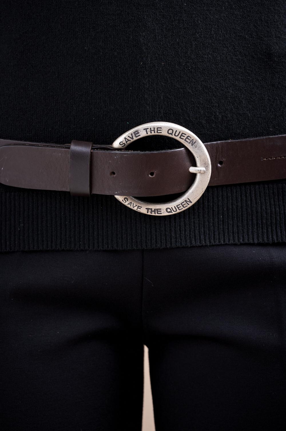 Save The Queen Cintura In Vera Pelle Nero