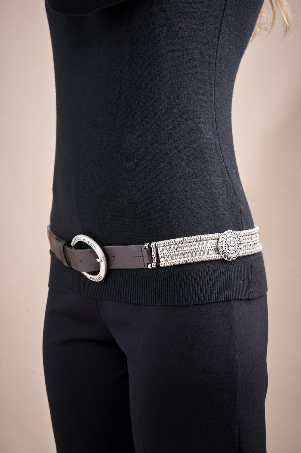 Save The Queen Cintura In Vera Pelle Nero