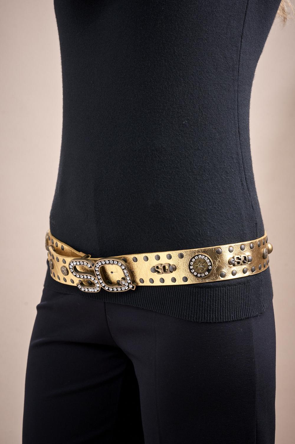 Save The Queen Cintura In Vera Pelle Oro