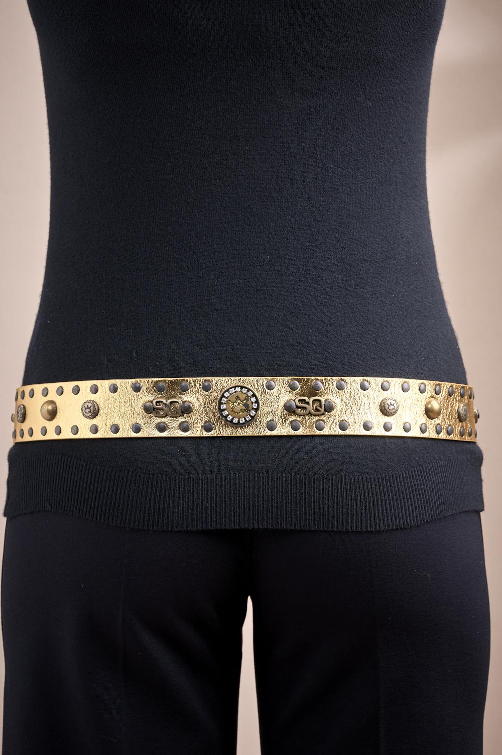 Save The Queen Cintura In Vera Pelle Oro