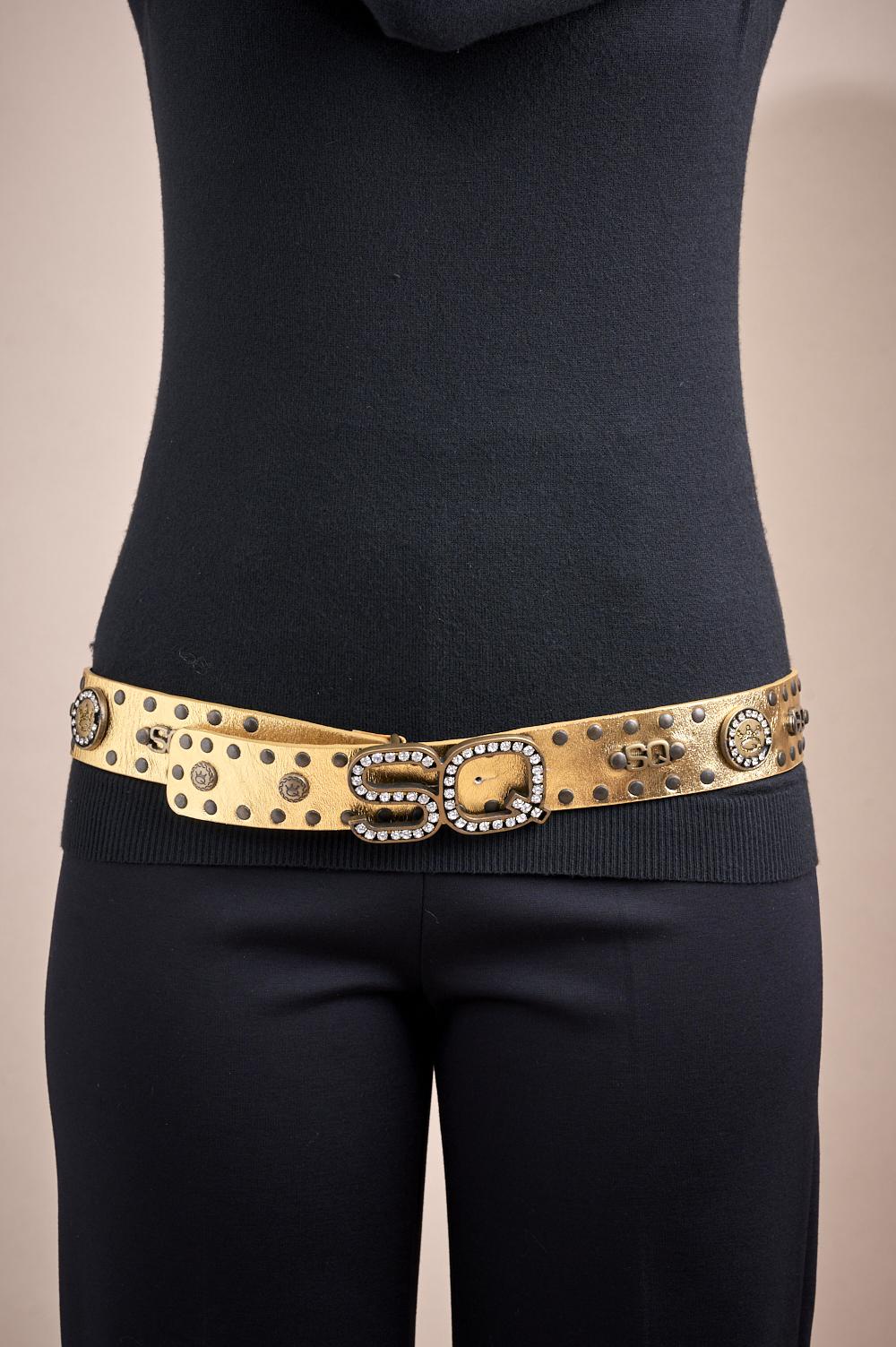 Save The Queen Cintura in vera pelle oro