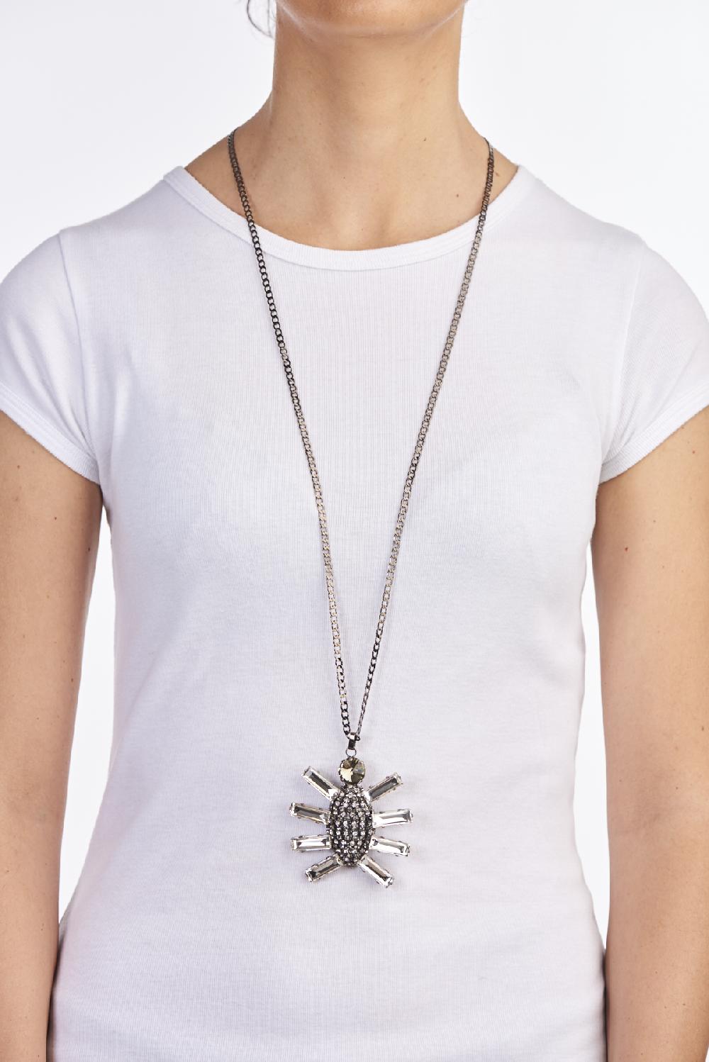 Save The Queen Collana Con Ciondolo In Strass