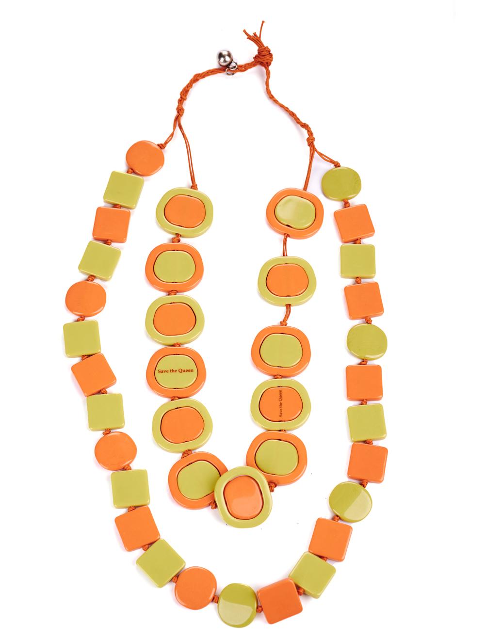 Save The Queen Collana lunga arancio e verde